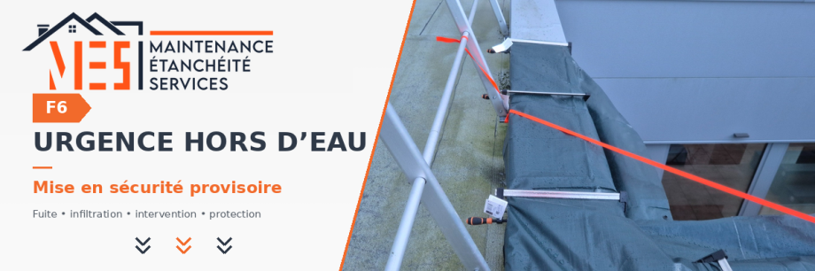 Intervention d’urgence hors d’eau à Saint-Brieuc et dans les Côtes-d’Armor pour fuite ou infiltration en toiture-terrasse avec mise en sécurité provisoire.